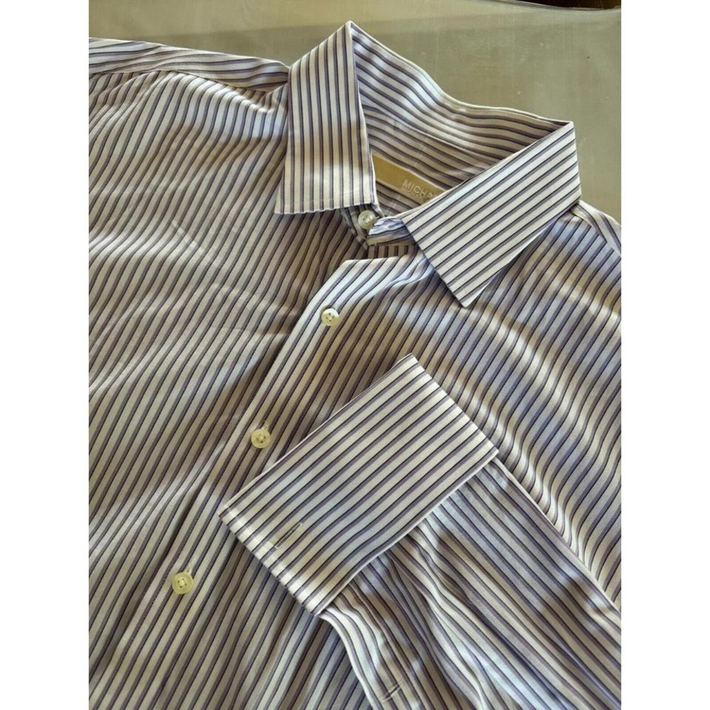 Michael Kors Mens Button Down Shirt Long Sleeve Stripe 18/36/37 Tall